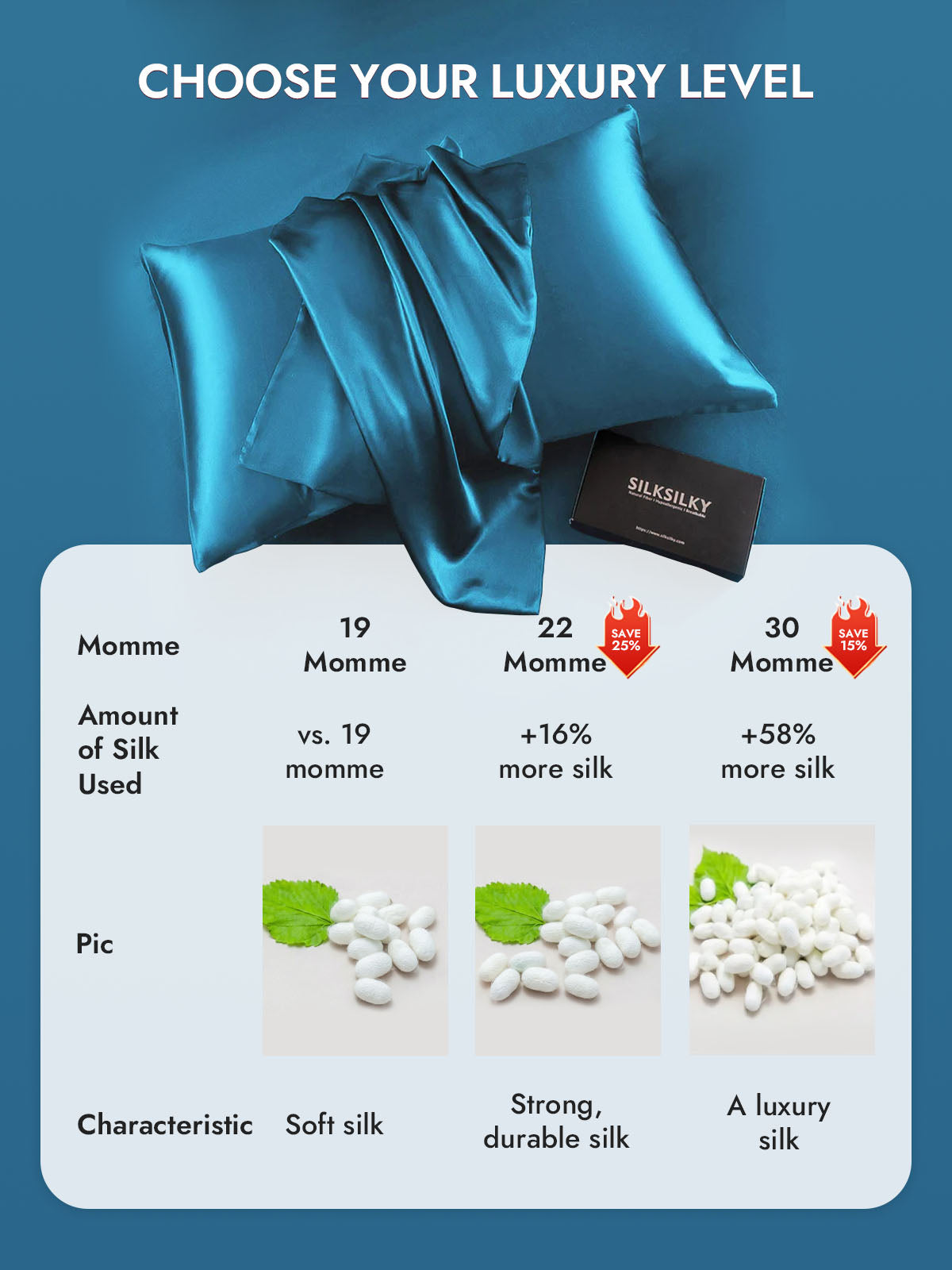 100% Mulberry Silk Pillowcase with Envelope Closure