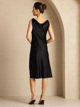 [Black] SilkSilky  Sleeveless Cowl Neck Dress 002