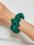 SilkSilky  19Momme Pure Silk Scrunchie DarkGreen 001