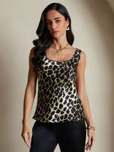 [Leopard] SilkSilky  19Momme Silk U Neck Camisole Top 001,