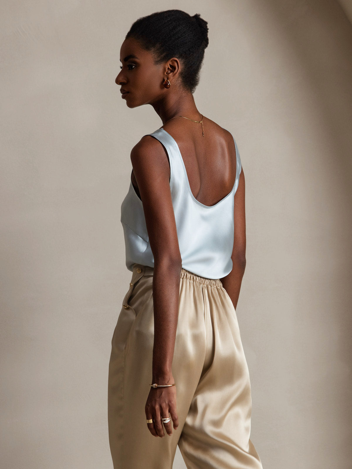 [Light Blue] SilkSilky  Pure Silk Wrap Camisole Top 004
