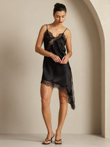 [Black] SilkSilky  Spaghetti Strap V Neck Dress 008