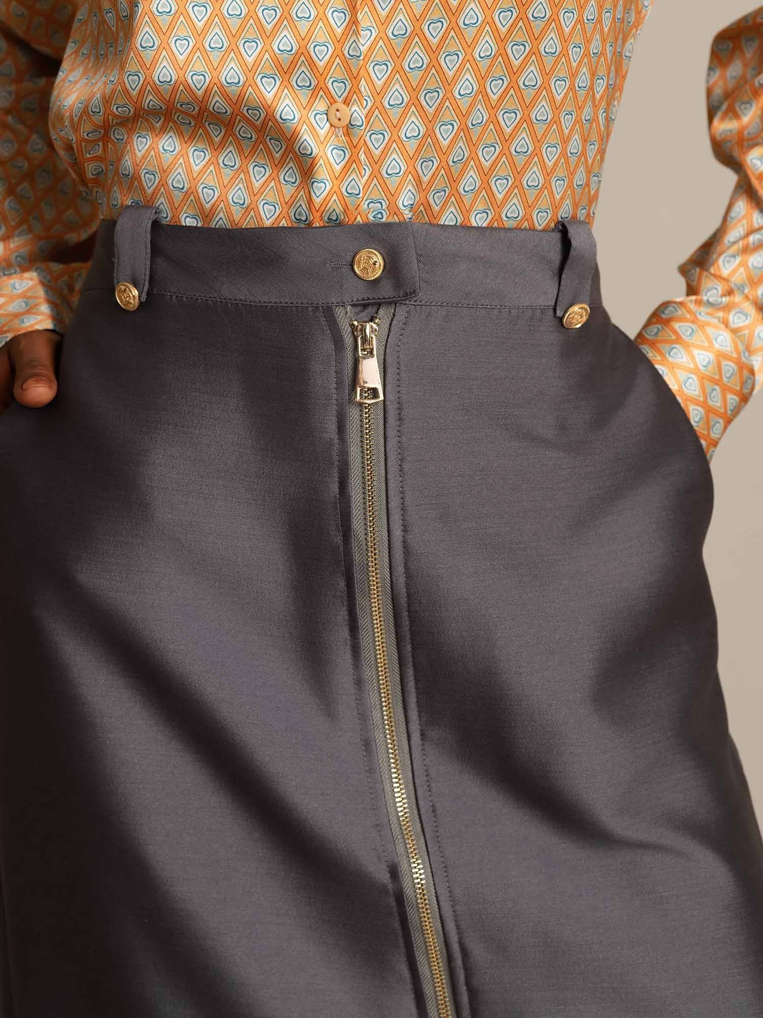 [Gray] SilkSilky  32Momme Silk Split Skirt 004,
