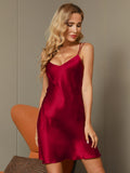 SilkSilky US Pure Silk Sleeveless V Neck Dress Wine 004