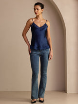 [Dark Blue] SilkSilky Spaghetti Strap V Neck Camisole Top 006