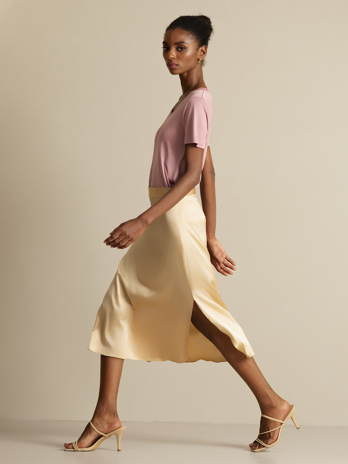 [Champagne] SilkSilky  19Momme Silk Skirt 004
