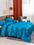 SilkSilky US 19Momme Pure Silk Bedding Set Teal 003