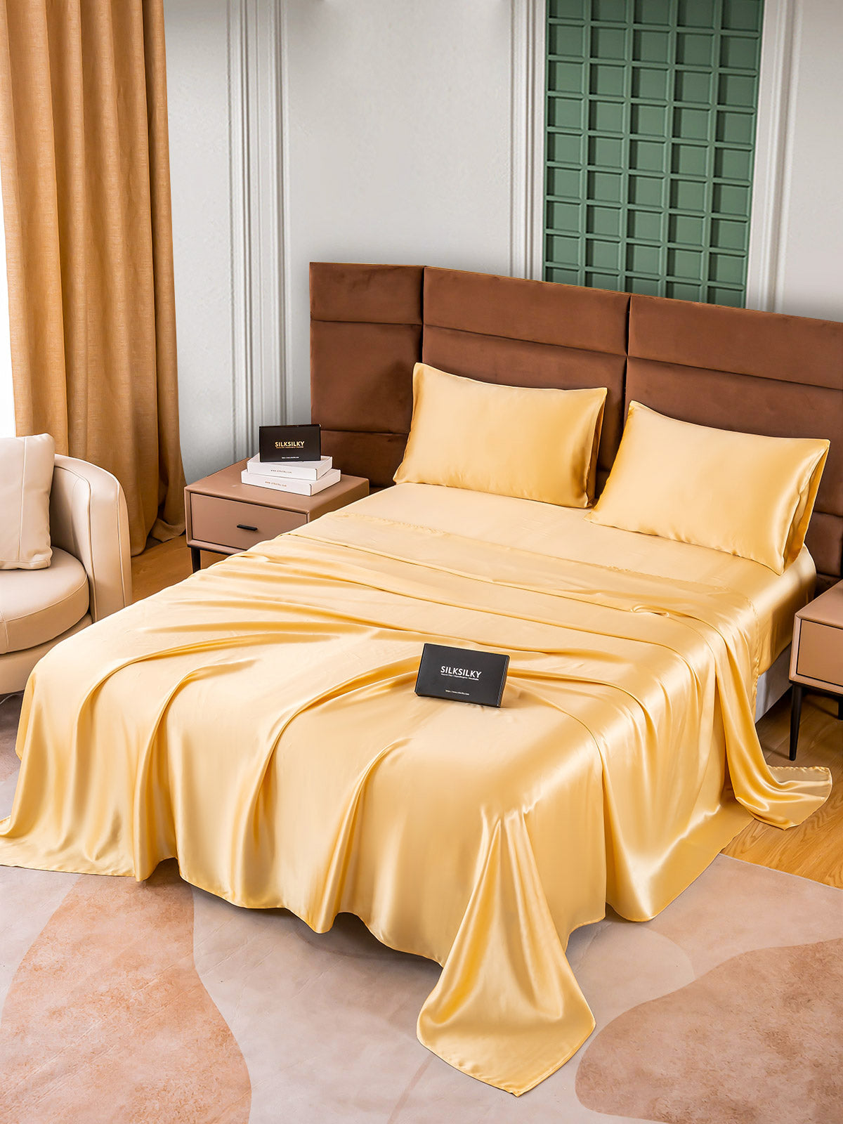 SilkSilky US 25Momme Pure Silk Bedding Set Champagne 005