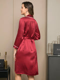 SilkSilky  Pure Silk Long Sleeve Womens Robe Wine 003