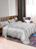 SilkSilky US 22Momme Pure Silk Bedding Set Silver 002