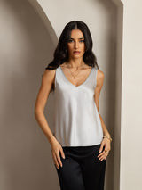 [Silver] SilkSilky  Sleeveless V Neck Camisole Top 003