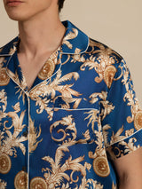 [Navy Dragon] SilkSilky  Short Sleeve Notch Collar Men's Pajamas 002