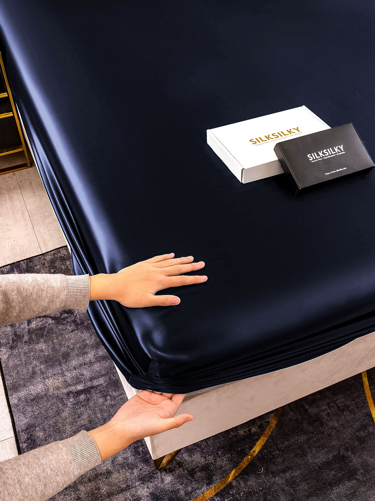 [Dark Blue] SilkSilky  25Momme Pure Silk Sheet 004