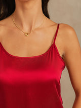 [Wine] SilkSilky  Spaghetti Strap Scoop Neck Camisole Set 004