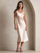 [Champagne] SilkSilky  Sleeveless Scoop Neck Dress 001