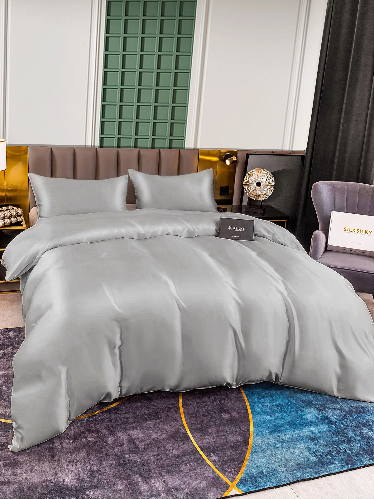 [Silver] SilkSilky  25Momme Pure Silk Bedding Set 003