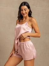 [Peach Skin] SilkSilky  Spaghetti Strap Scoop Neck Camisole Set 003
