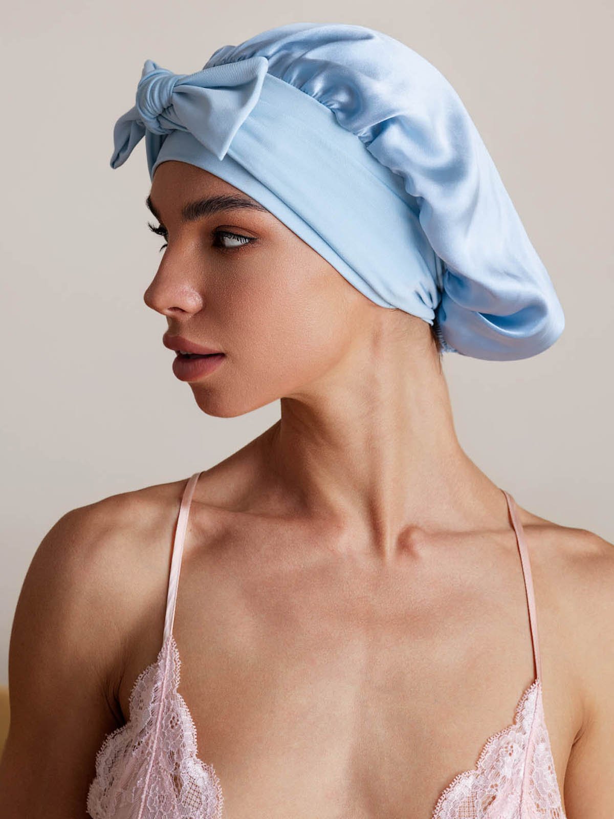 SilkSilky Pure Silk Sleep Cap SkyBlue 005