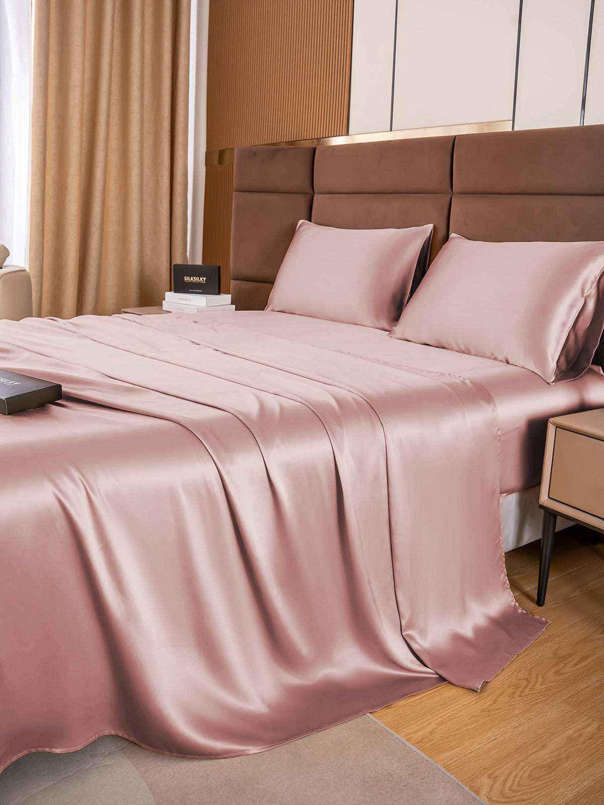 SilkSilky US 19Momme Pure Silk Bedding Set PaleMauve 005