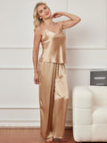 SilkSilky US Pure Silk Sleeveless V Neck Camisole Set Champagne 004