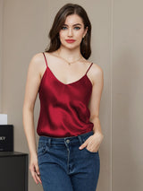 [Dark Red] SilkSilky  Spaghetti Strap V Neck Camisole Top 004