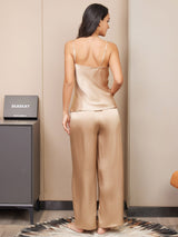[Champagne] SilkSilky  Spaghetti Strap V Neck Camisole Set 002