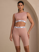 [Pink] SilkSilky  Sleeveless Crew Neck Women's Outfit Sets 001