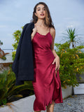 SilkSilky US 19Momme Pure Silk Sleeveless Cowl Neck Dress Wine 006