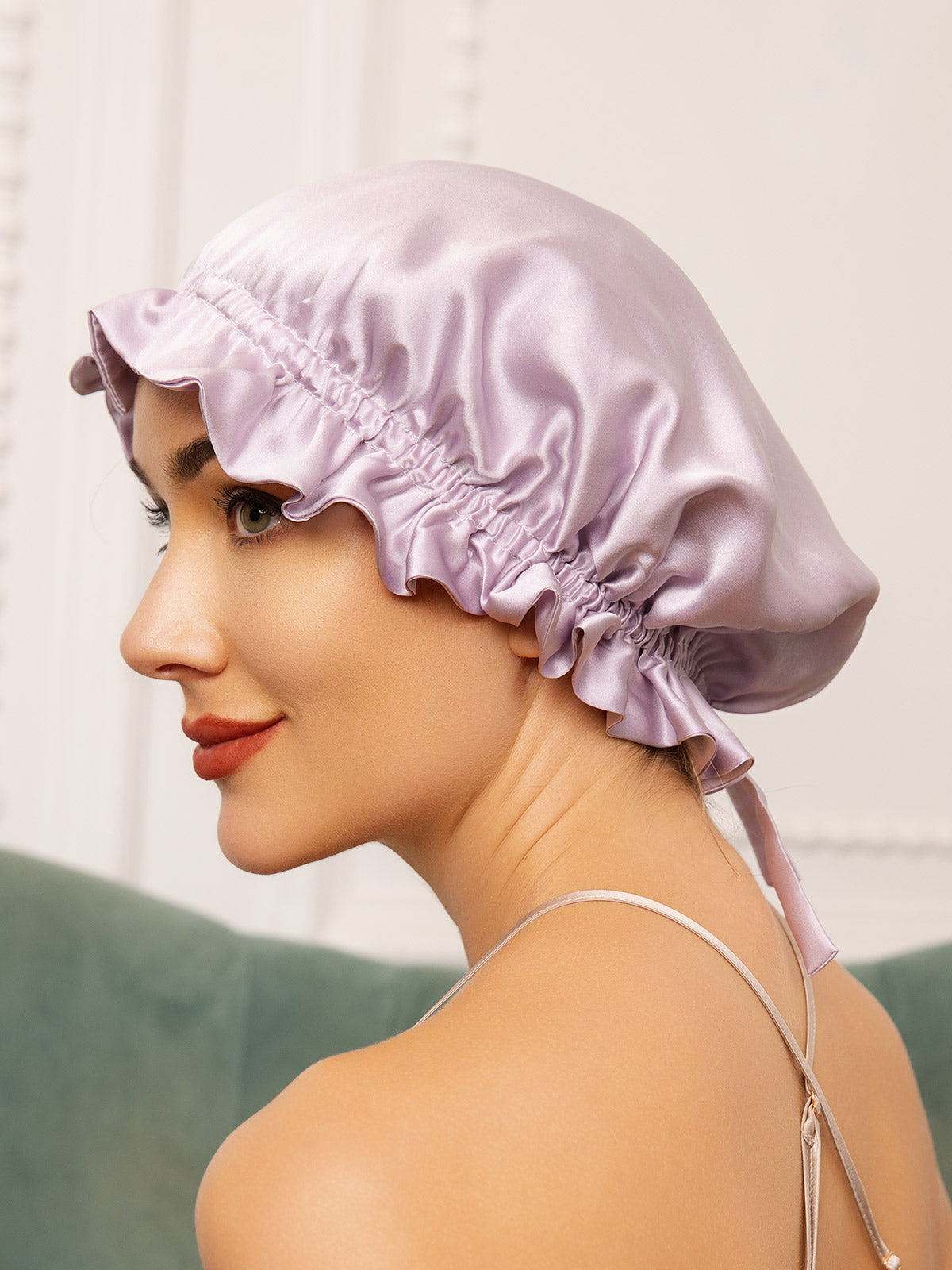 SilkSilky  Pure Silk Sleep Cap Lavender 002