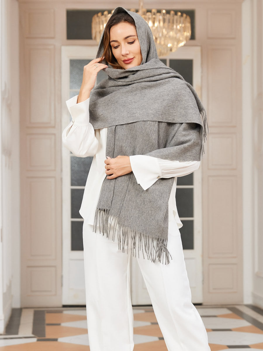 Pure Wool Scarf Shawl w Fringed Decoration 200x70cm 79