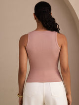 [Pink] SilkSilky Sleeveless Deep V Neck Camisole Top 002
