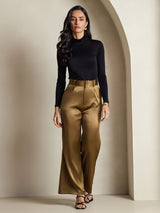 [Black] SilkSilky  Silk Jersey Long Sleeve Turtle Neck Women's T-Shirt 007