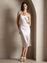 [Beige] SilkSilky  Spaghetti Strap Scoop Neck Dress 003