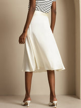 [Ivory] SilkSilky  19Momme Stretch Silk Charmeuse Skirt 002