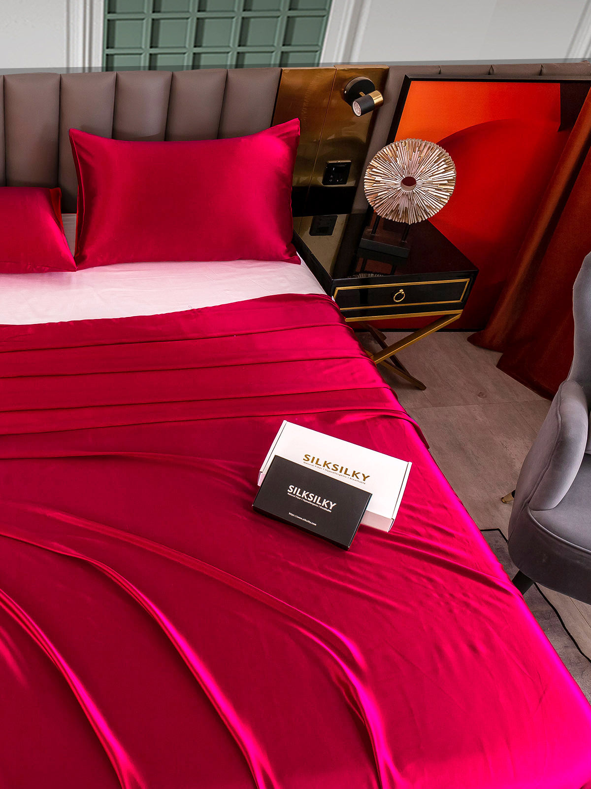 [Wine] SilkSilky  25Momme Pure Silk Bedding Set 004
