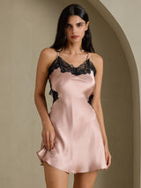 [Tuscany] SilkSilky  Spaghetti Strap V Neck Nightgown 001