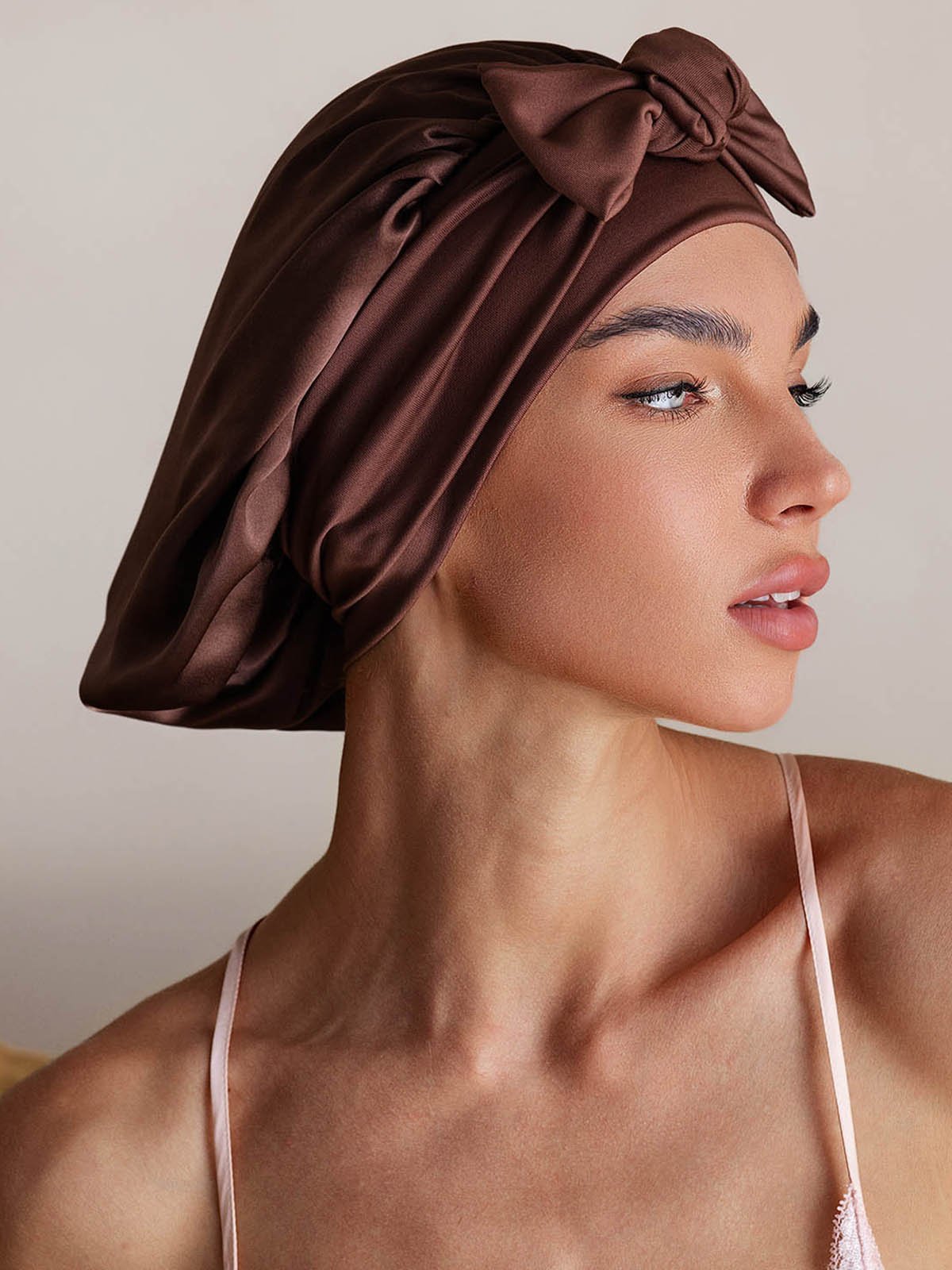 SilkSilky Pure Silk Sleep Cap Coffee 005