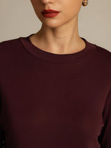 [Windsor Wine] SilkSilky  Half Sleeve Crew Neck Women's T-Shirt 004