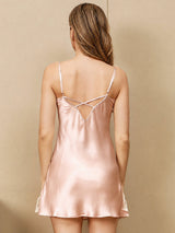 [Pink] SilkSilky  3/4 Sleeve V Neck Nightgown&Robe Set 005