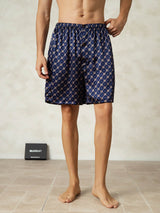 [Navy Chain] SilkSilky  Pure Silk Mens Sleep Bottoms 001,