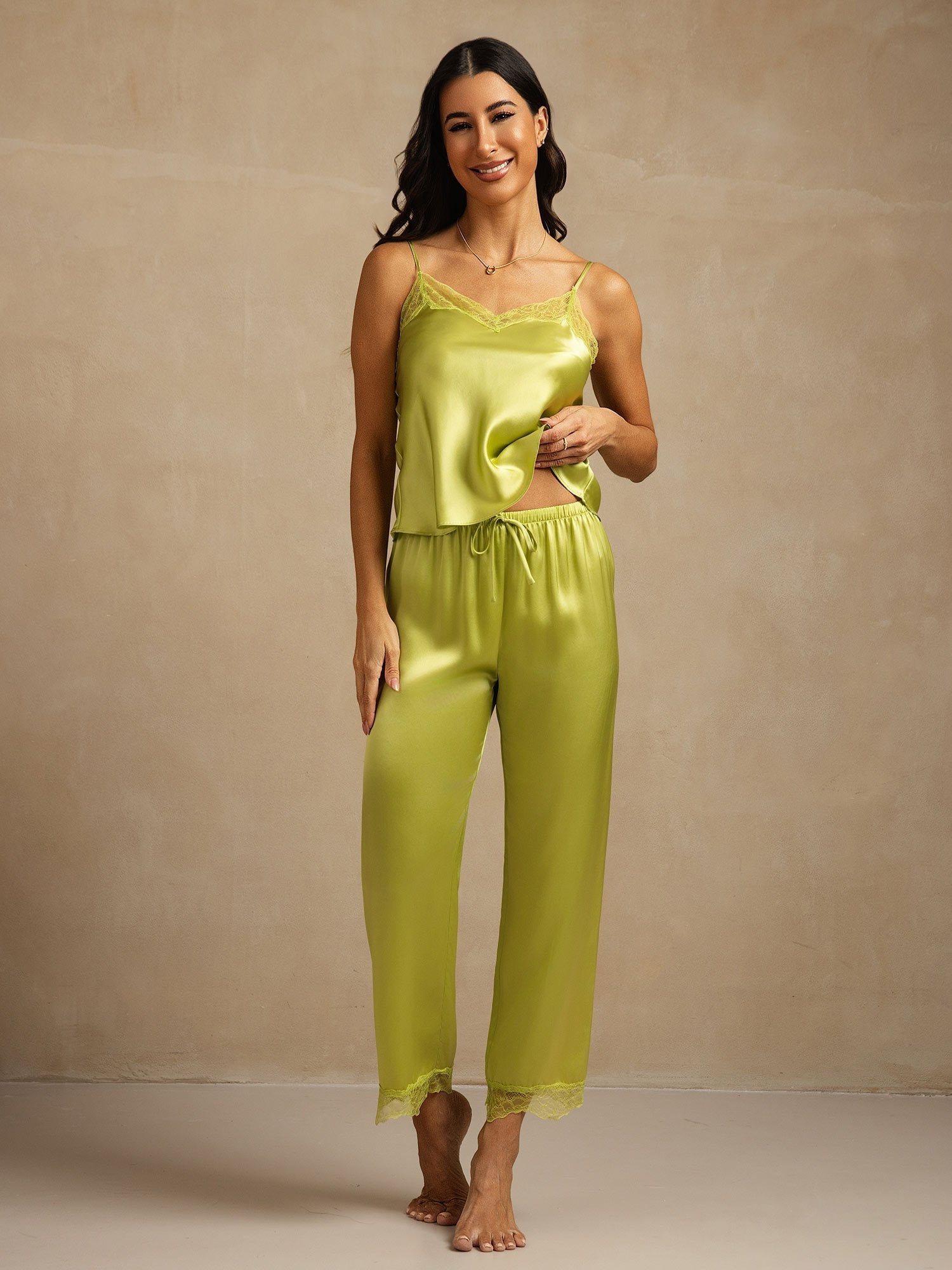 [Mint Green] SilkSilky  Pure Silk Camisole Set 001