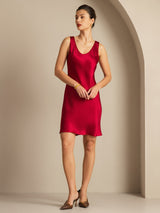 [Wine] SilkSilky  Sleeveless Scoop Neck Dress 005