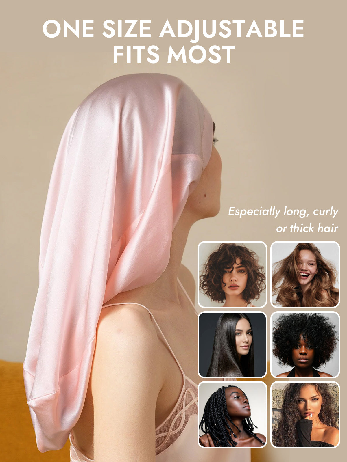 [Light Pink] SilkSilky  Pure Silk Sleep Cap 006