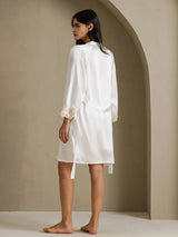 [White] SilkSilky  3/4 Sleeve Women's Robe 002