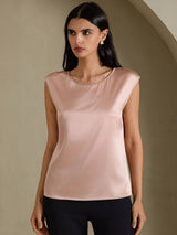 [Tuscany] SilkSilky  Cap Sleeve Round Neck Women's T-Shirt 001
