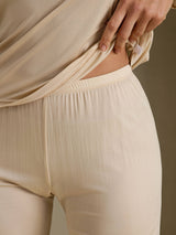 [Beige] SilkSilky  Long Sleeve V Neck Women's Long Johns 005
