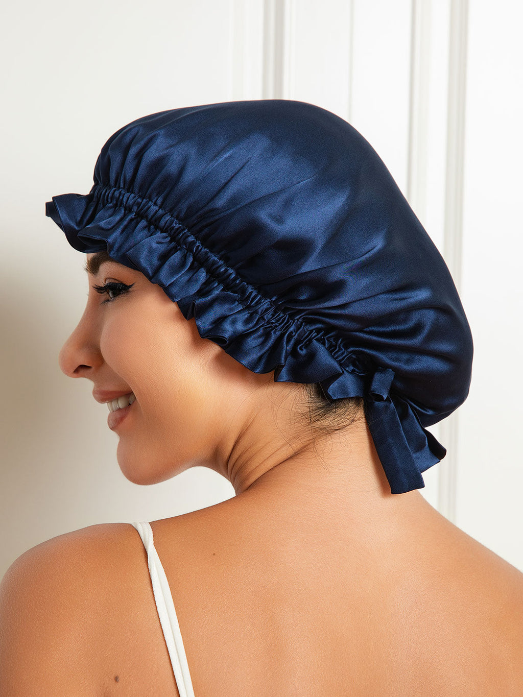 100% Mulberry Silk Sleep Cap Double Layer Bonnet Ribbon