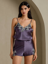 [Purple Gray] SilkSilky  Spaghetti Strap V Neck Camisole Set 006
