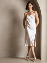 [Beige] SilkSilky  Spaghetti Strap Scoop Neck Dress 001