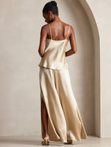 [Champagne] SilkSilky  Spaghetti Strap V Neck Camisole Top 002